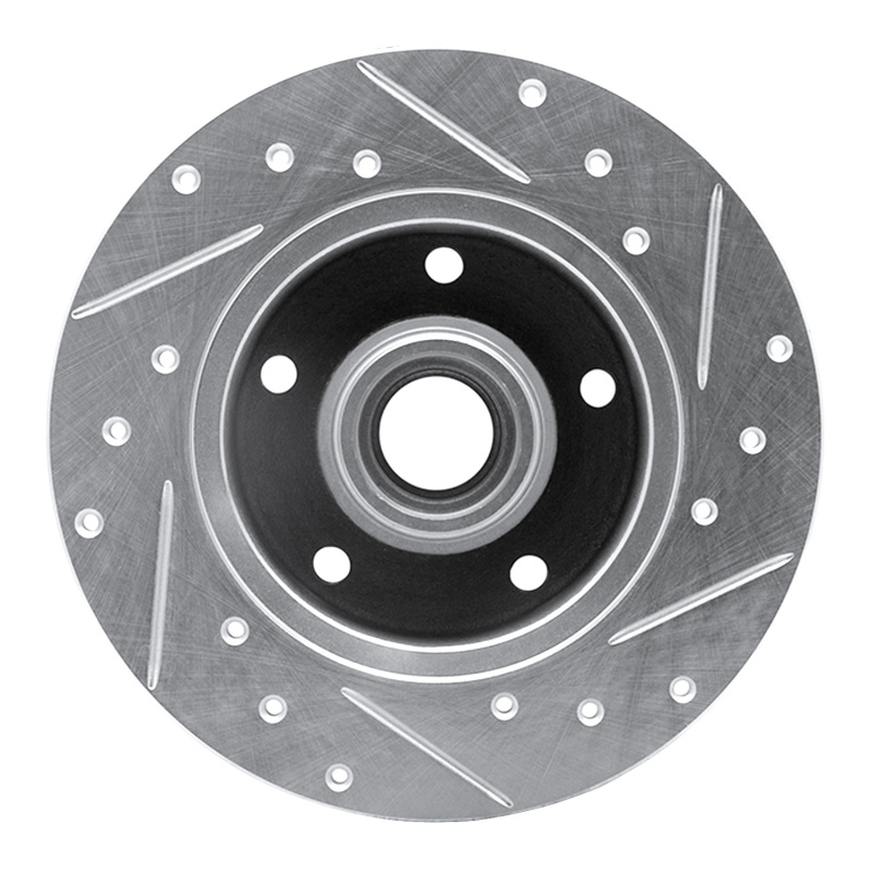 Audi A4 Brake Rotor (1) - Rear Left - R1 Concepts - Drilled & Slotted - Silver - `96-`08